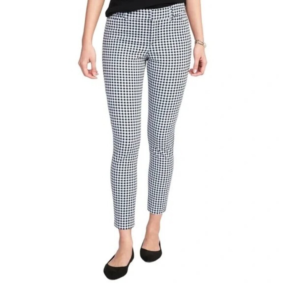 OLD NAVY High-Rise Pixie Gingham Black White Checkered Ankle Pants - Size 4